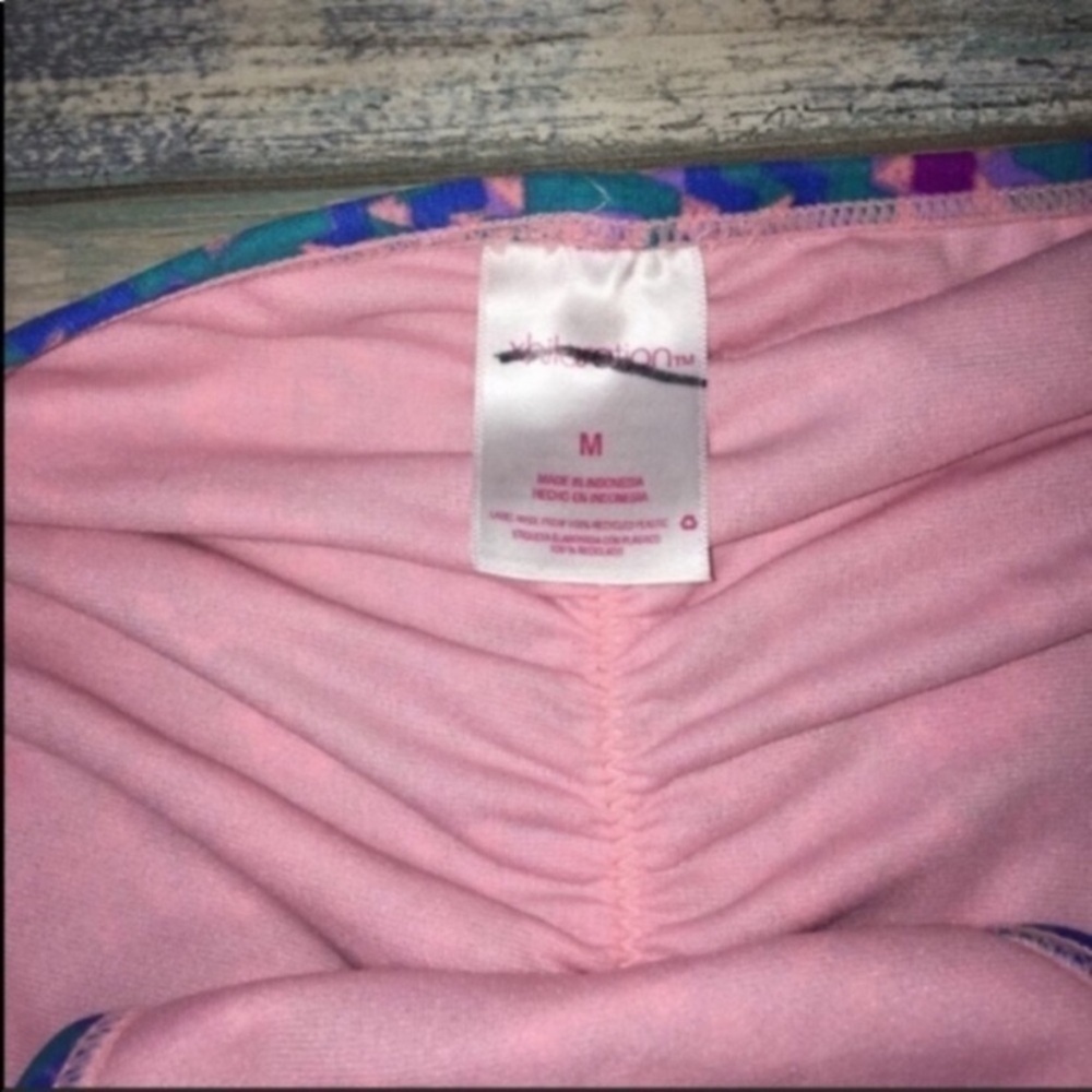 Xhilaration Cinched Tie Side Bikini Bottoms Women’s Medium Blue Pink Ruched Swim - Picture 5 of 5